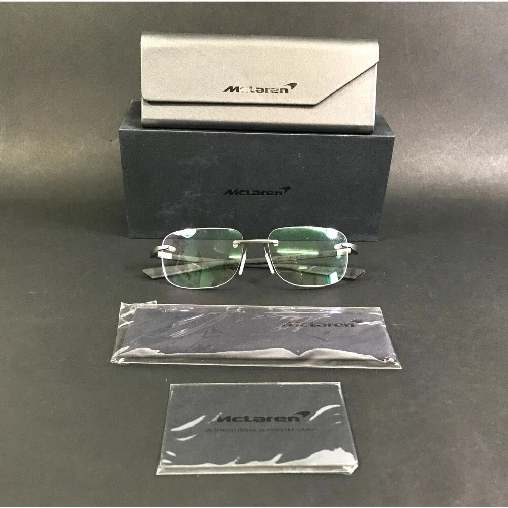 McLaren Eyeglasses Frames ML MS-85O05 C01 Ruthenium Red Rimless 55-17-145